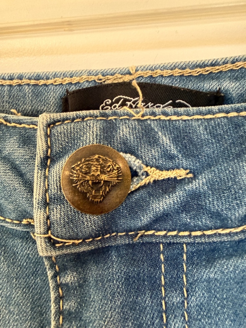 Ed Hardy Women's Blue Denim Jeans with Dragon - Picture 7 of 8